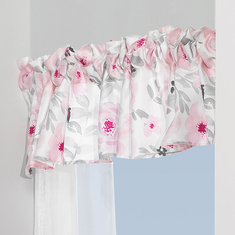 Bedtime Originals Blossom Pink/Gray Watercolor Floral Window Valance