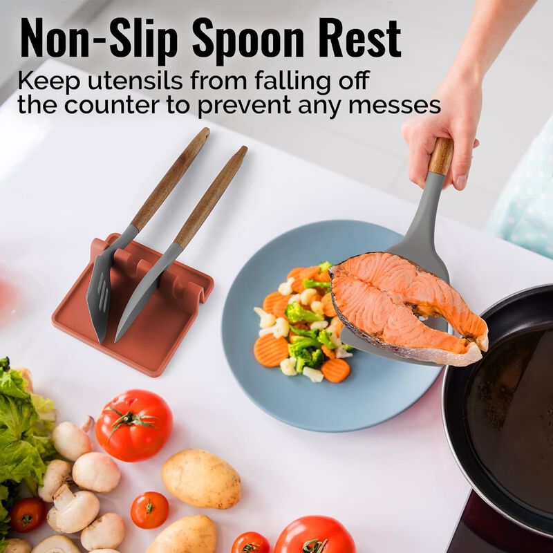 Silicone Utensil Holder with Drip Pad for Multiple Utensils