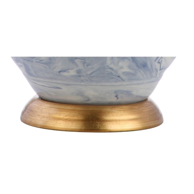 Holly 20.5" Marbleized Ceramic LED Table Lamp, Blue/White