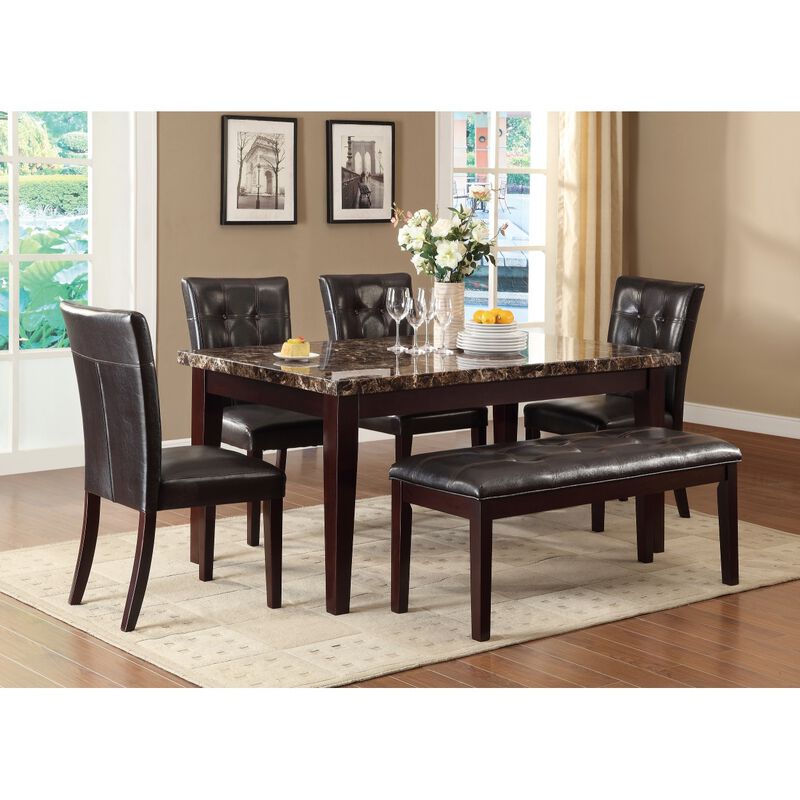 Button-Tufted Side Chairs Set of 2pc Wood Frame Espresso Finish Dining Furniture