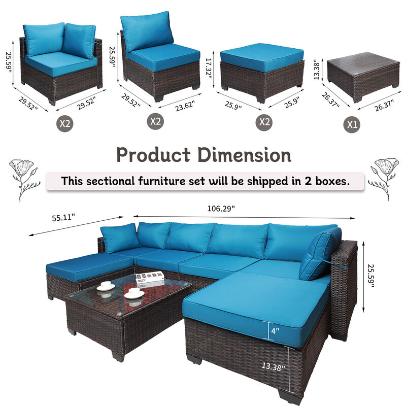 Merax Outdoor Garden Patio Furniture 7-Piece Sofa Sets