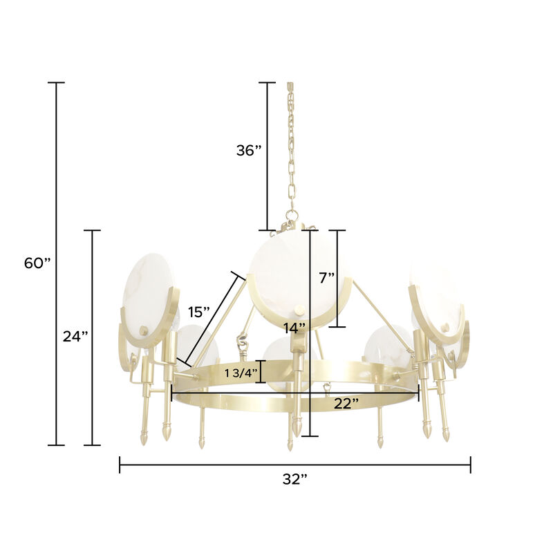 Pasargad Home Vendome Glass & Steel Chandelier Light, Gold