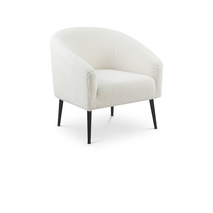 Meridian Furniture Barlow White Faux Sheepskin Fur Accent Chair