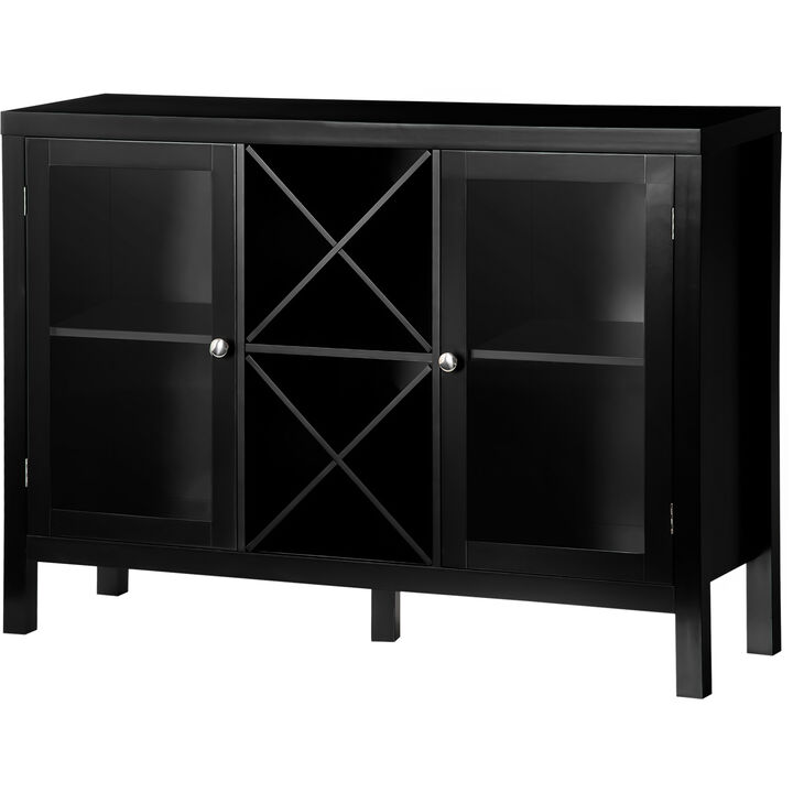 HOMCOM Coffee Bar Cabinet, Sideboard Buffet Cabinet with Removable Wine Rack, Tempered Glass Door and Adjustable Shelves, Wine Cabinet for Living Room, Kitchen, Entryway, Black