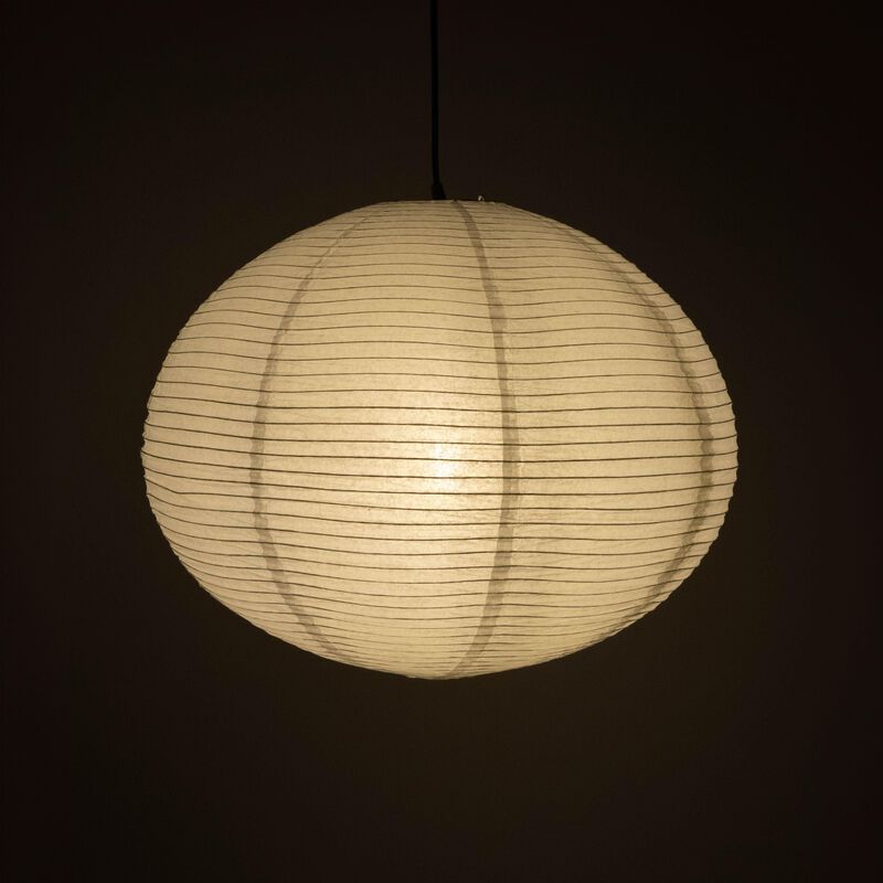 Brightech Jupiter LED Pendant Lamp - Japanese-Inspired Round Rice Paper Hanging Light with Iron Accents - Plug-In Easy Install for Bedroom, Nursery, Office - Smart Outlet Compatible, Zen Ambiance