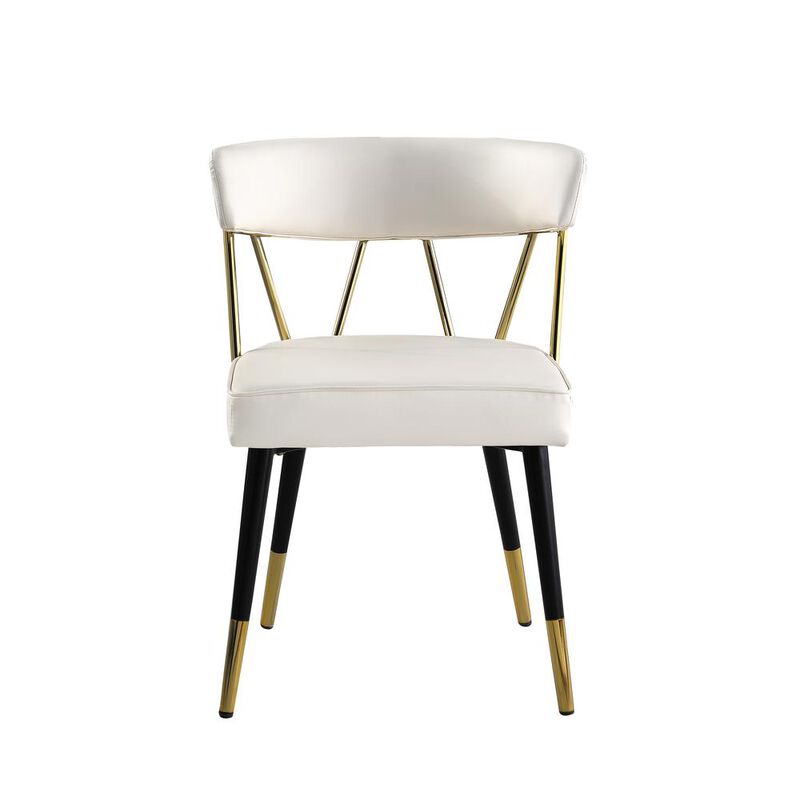 Aireys Ivory Faux Leather Armless Chair with Gold Accents (Set of 2)