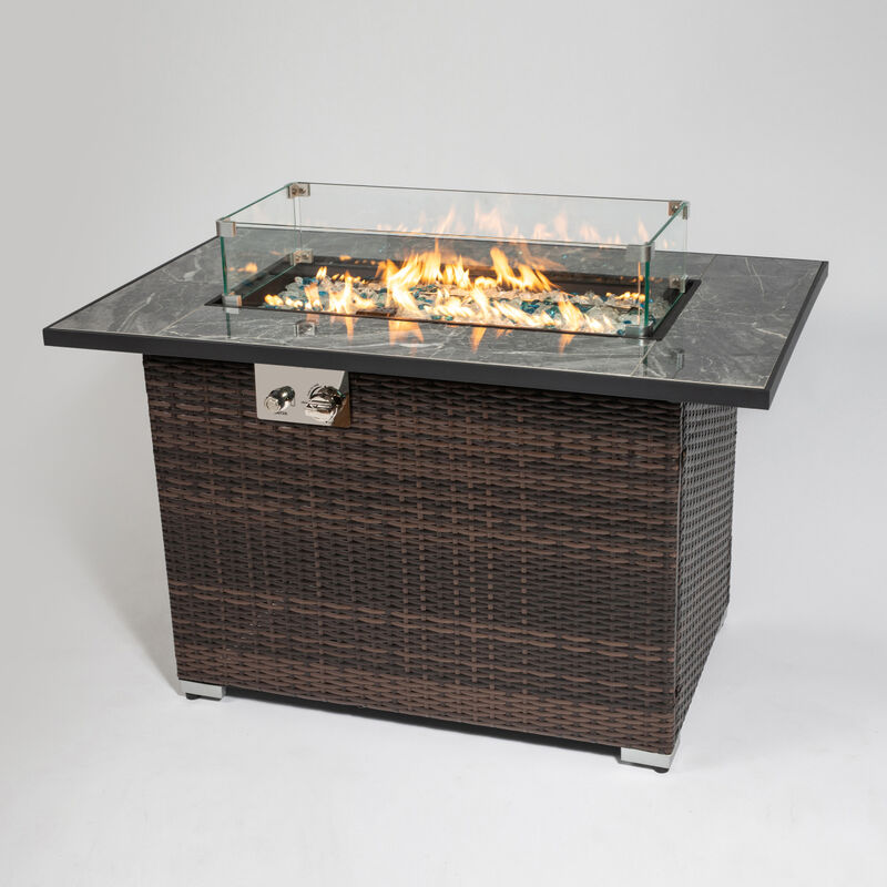 44 inch Outdoor Fire Pit Table, Propane Fire Table with Ceramic Tabletop Gas Fire Table