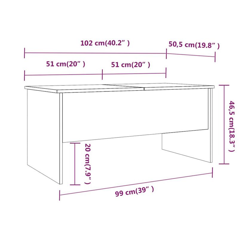 Coffee Table Concrete Gray 40.2"x19.9"x18.3" Engineered Wood