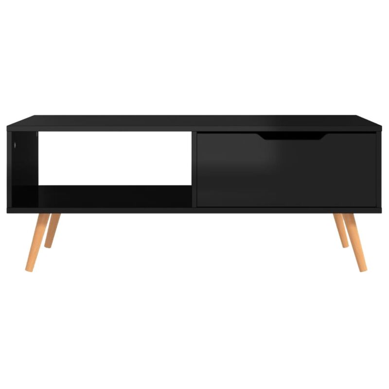 vidaXL, High Gloss Black Coffee Table in Engineered Wood - Sturdy Rectangular Table for Living Room - Easy to Assembly