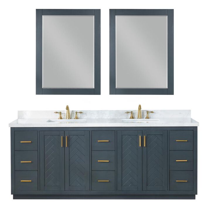 Altair 84 Double Bathroom Vanity Set in Classic Blue with Mirror