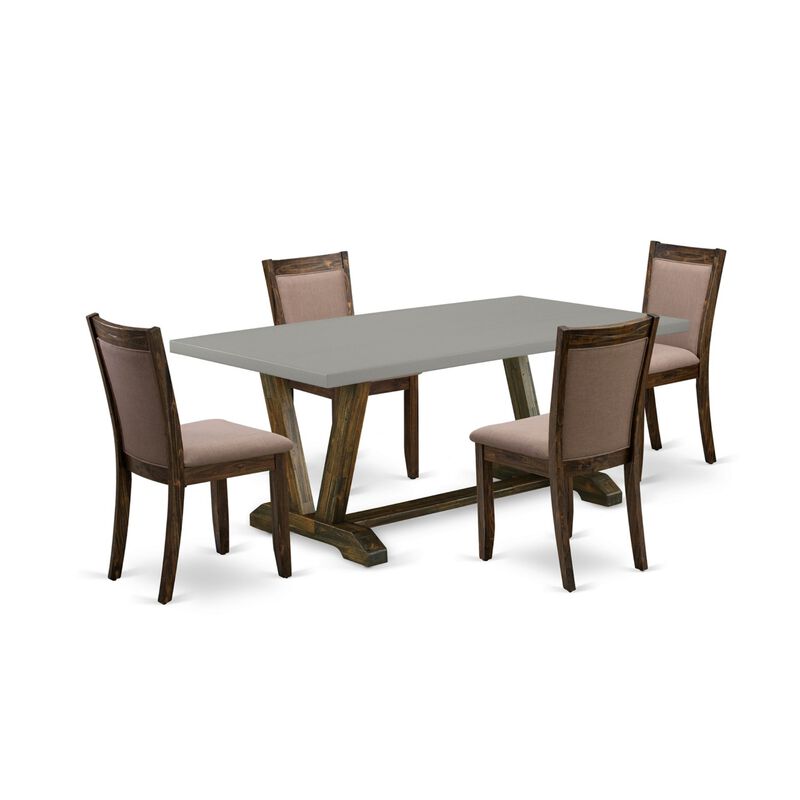 East West Furniture V797MZ748-5 5Pc Dining Set - Rectangular Table and 4 Parson Chairs - Multi-Color Color