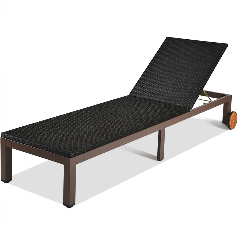 Patio Chaise Lounge Chair Outdoor Rattan Lounger Recliner Chair