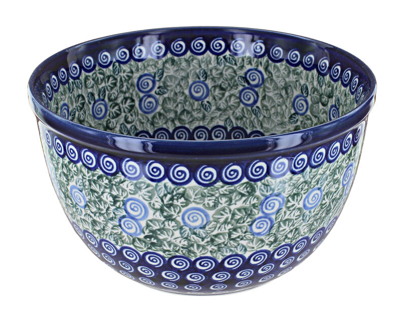 Blue Rose Polish Pottery Peacock Medium Mixing Bowl