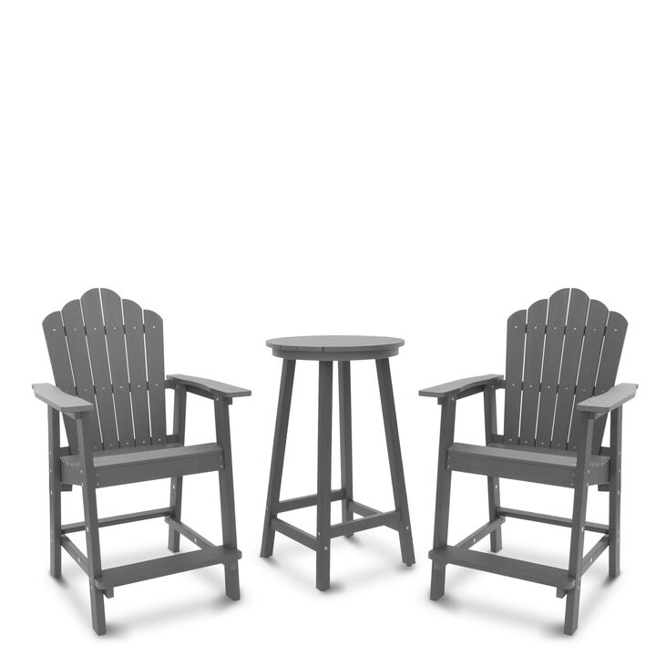 MONDAWE  3-Piece Plastic Outdoor Patio Adirondack Chair and Table Set