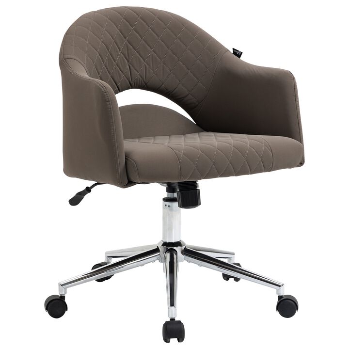 Brown Ergonomic Office Chair with Swivel, Mid-Back Computer Desk Chair with Adjustable Height and Back Tilt