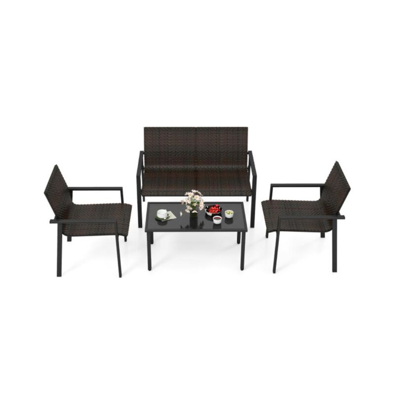 Hivvago 4 Pieces Patio Furniture Set with Heavy Duty Galvanized Metal Frame