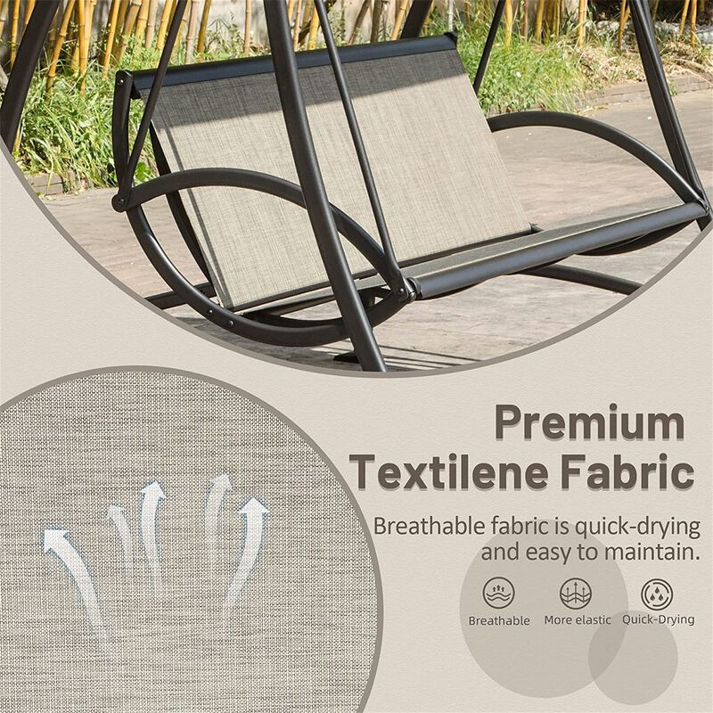 MONDAWE Patio Swing Chair with Adjustable Canopy and Durable Steel Frame Porch Swing Glider for Garden Deck Backyard