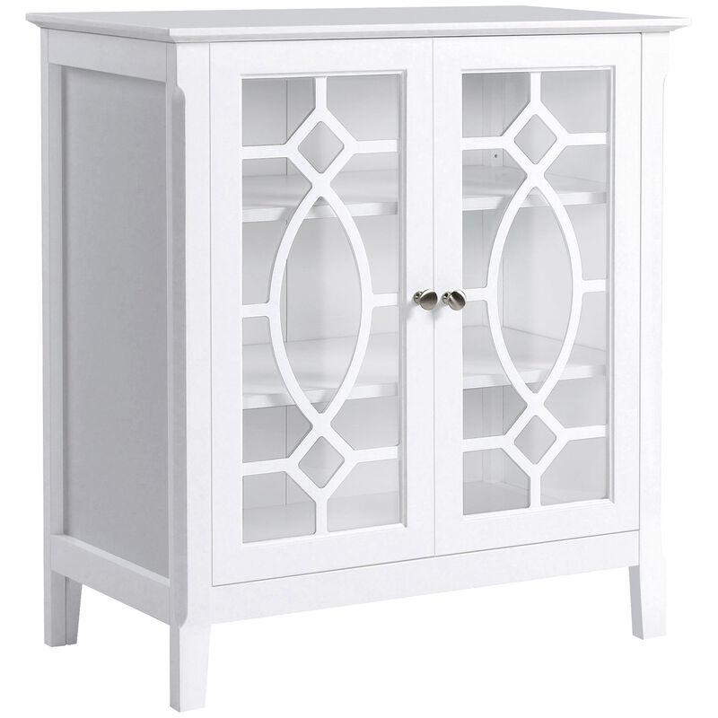 White Kitchen Display: Sideboard Cabinet with Glass Doors