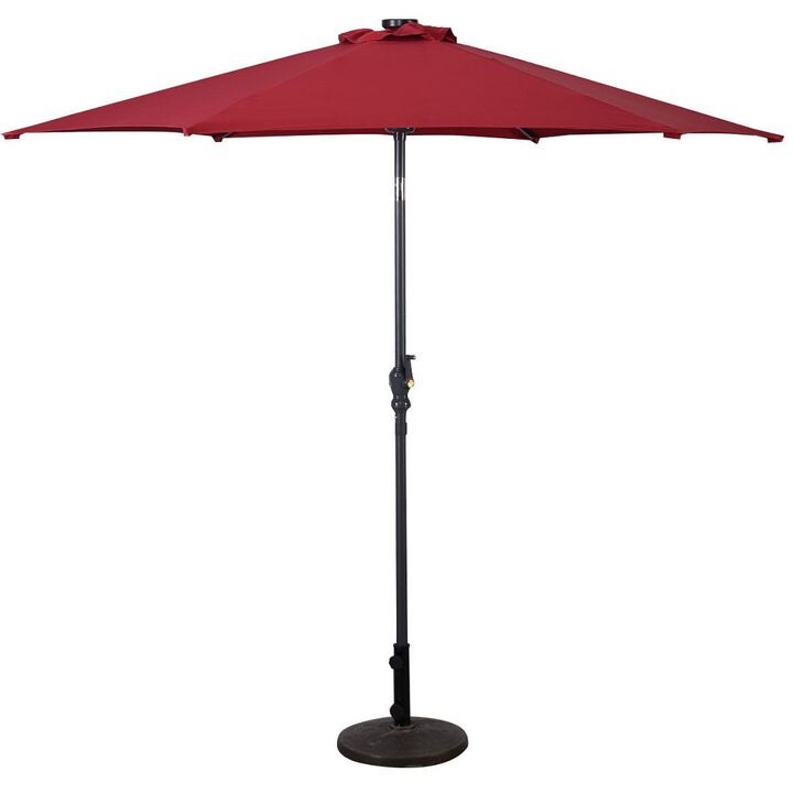 9FT Steel Patio Solar Umbrella LED Patio Market