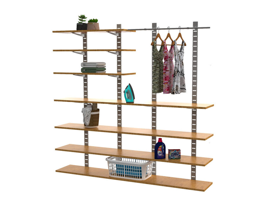 Stirdy Garage / Laundry Room / Pantry Shelving System 91" High with 12 Shelves 48" Length 20"- 22" Width + Hanging | 3 Sections- Shelves Sold Separately