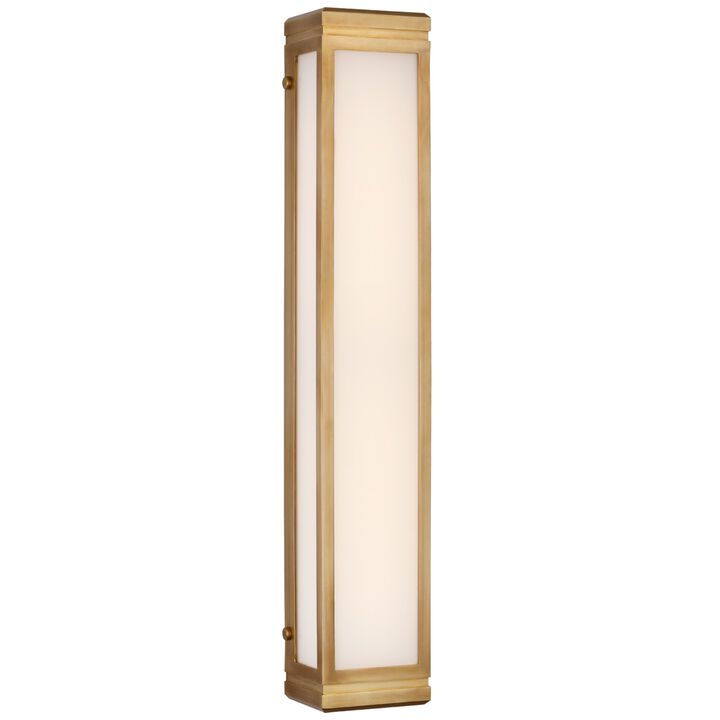 Hayles 26" Bath Light in Natural Brass with White Glass