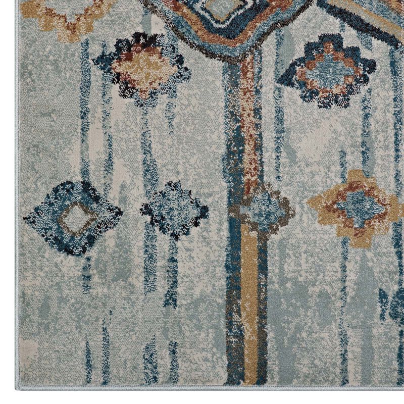 Jenica Distressed Moroccan Tribal Abstract Diamond 8x10 Area Rug - Silver Blue, Beige and Brown