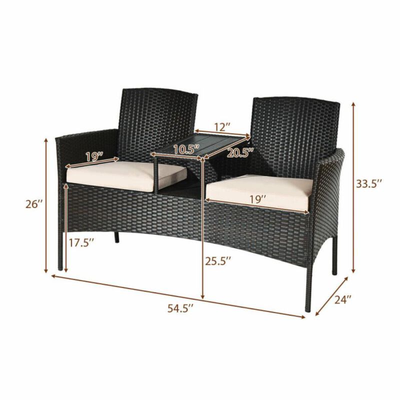 Hivvago Patented Modern Patio Set with Built-in Coffee Table and Cushions