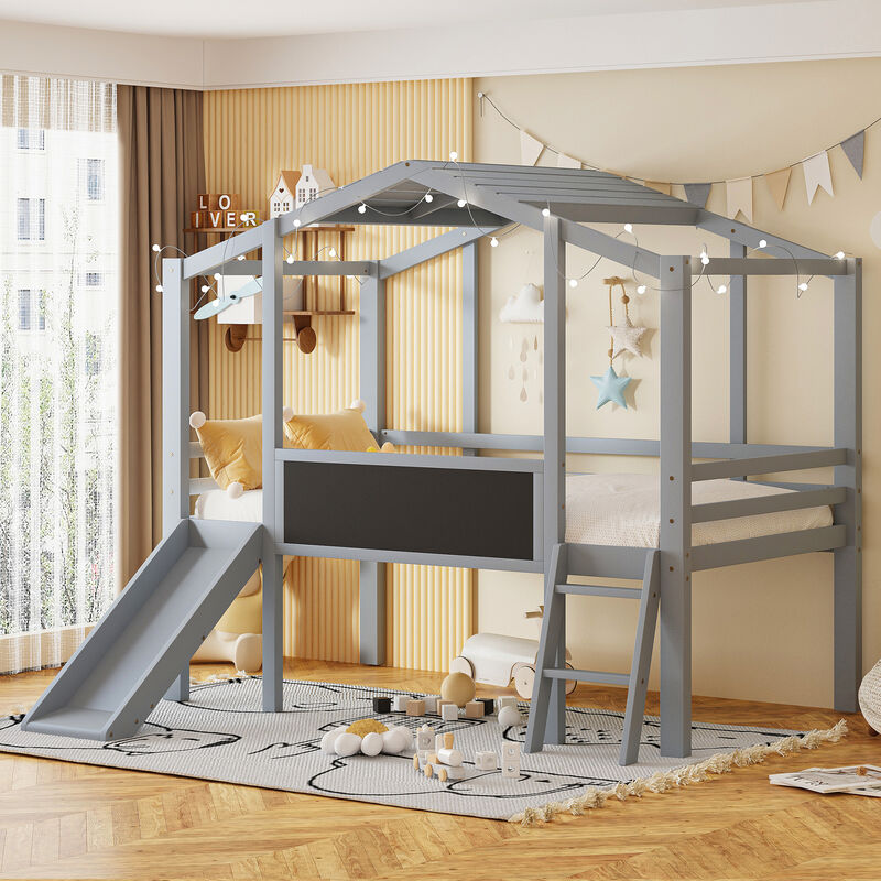 Merax Loft Bed with Ladder and Slide