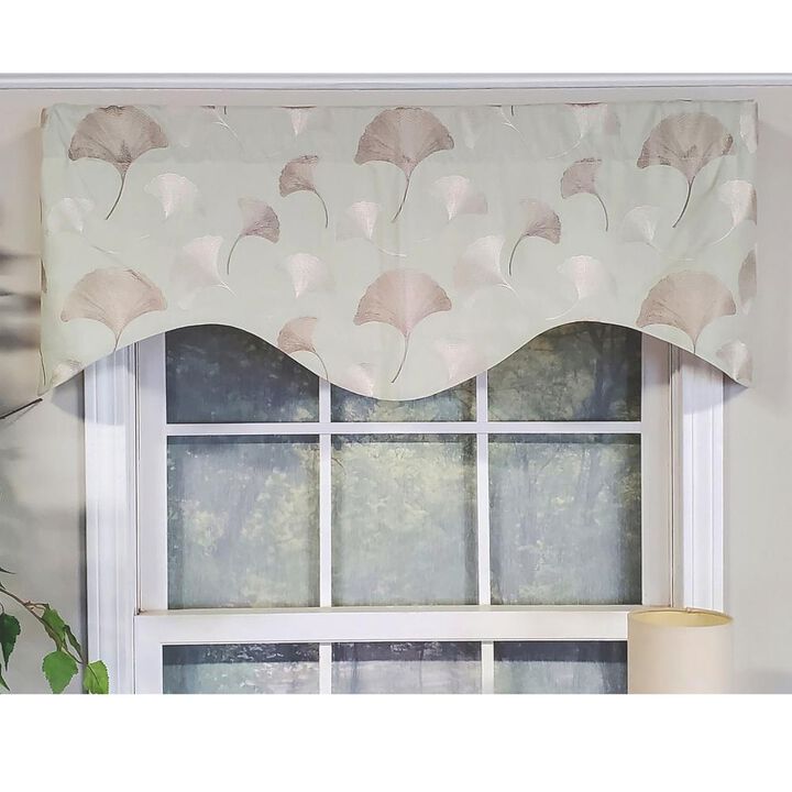 RLF Home Modern Design Classic Fanfare Cornice Style Window Valance 50" x 17" Light Green