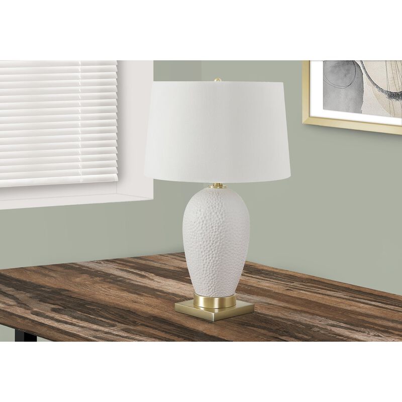 Monarch Specialties I 9610 - Lighting, 26"H, Table Lamp, White Ceramic, Ivory / Cream Shade, Transitional