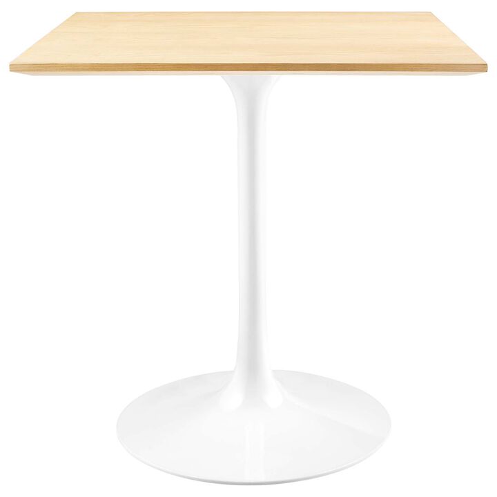 Modway - Lippa 28" Square Wood Grain Dining Table White Natural