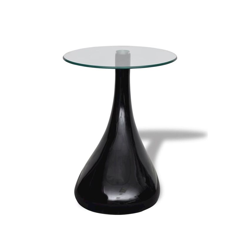 vidaXL Coffee Tables 2 pcs with Round Glass Top High Gloss Black, 240323