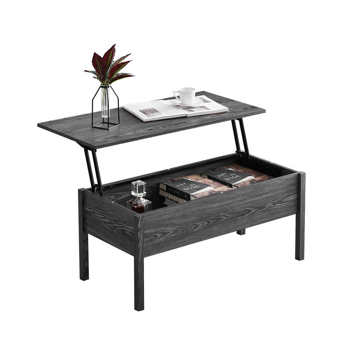 MDF Lift Top Coffee Table With Storage For Living Room, Dark Grey Oak