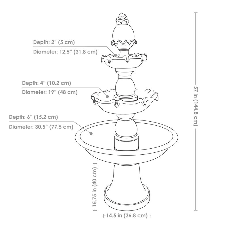 Sunnydaze Welcome Fiberglass Outdoor 3-Tier Water Fountain