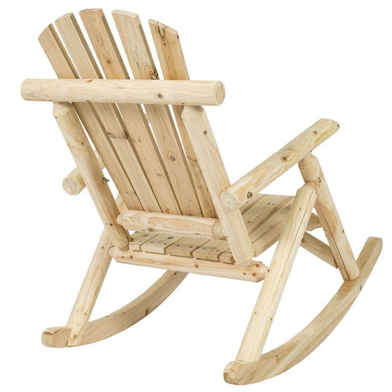 Hivvago Outdoor Wooden Log Rocking Chair - Adirondack Style