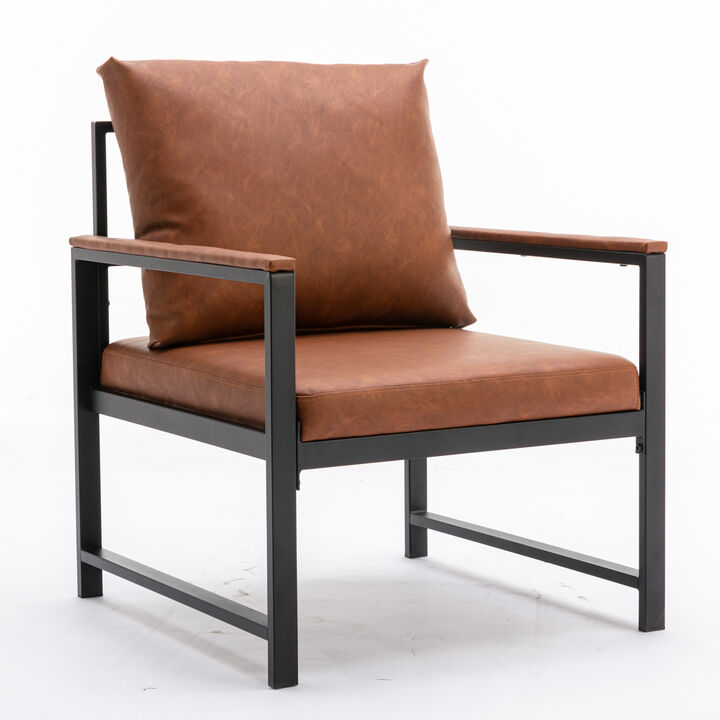 Hivvago Single Sofa Faux Leather Accent Chair with Powder Coated Metal Legs
