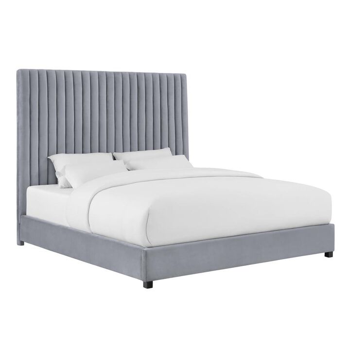 Belen Kox Elegance Grey Velvet Tufted Bed, Belen Kox