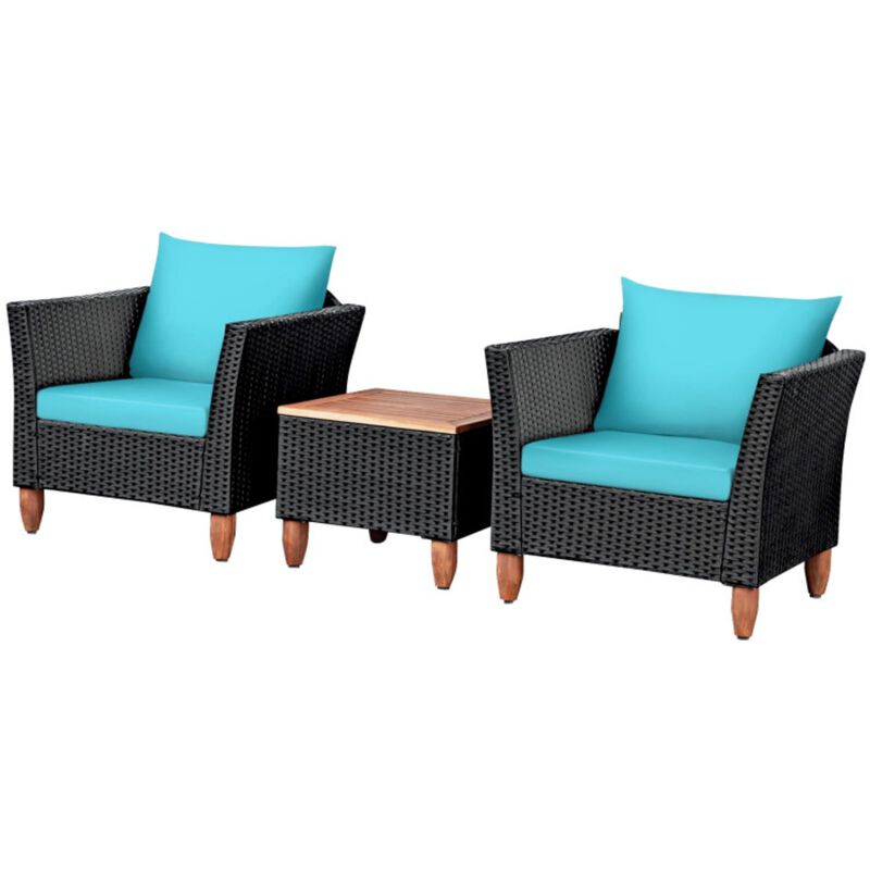 Hivvago 3 Pieces Outdoor Patio Rattan Furniture Set