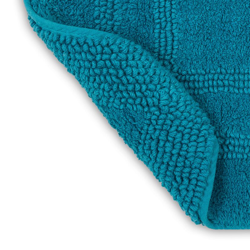 Cotton Reversible Fiesta Teal 1' 5" x 2' Bath Mat