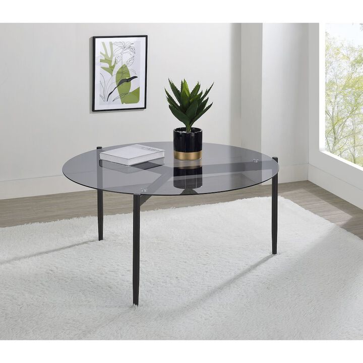 Coaster Co. of America Rosalie Round Smoked Glass Top Coffee Table Sandy Black