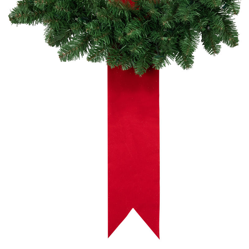 Set of 3 Pre-Lit Battery Operated Wreaths on Red Ribbon Christmas Decoration  6.5'