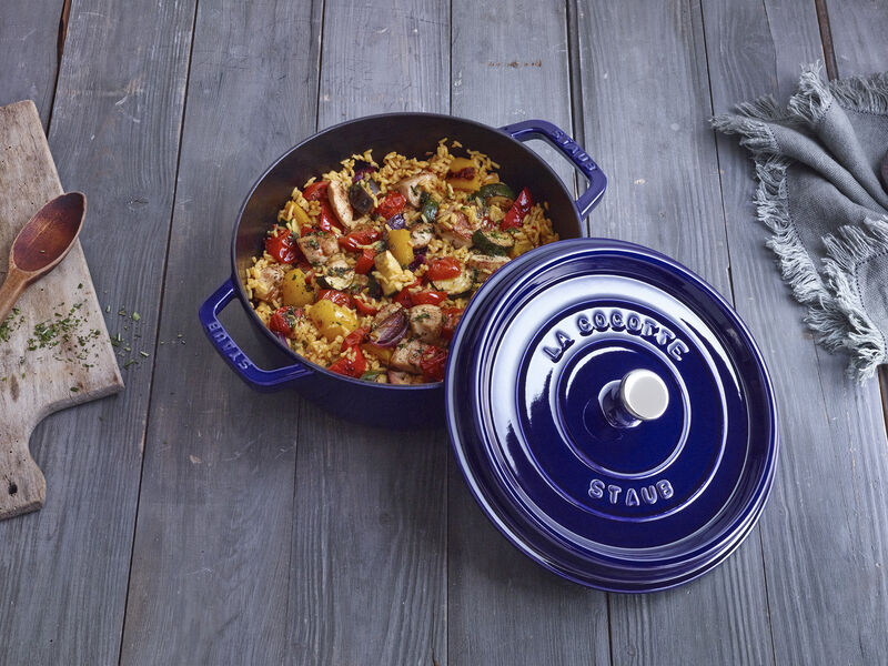 Staub Cast Iron Round Cocotte, Dutch Oven, 4-quart, serves 3-4, Made in France,  Matte Black