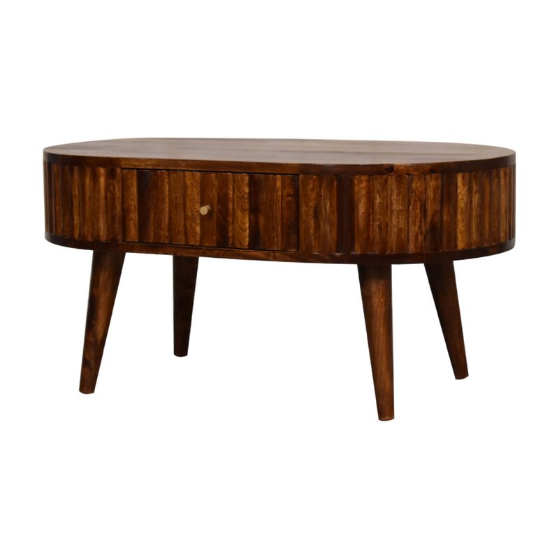 Stripe Chestnut Solid Wood 2 Drawer  Coffee Table