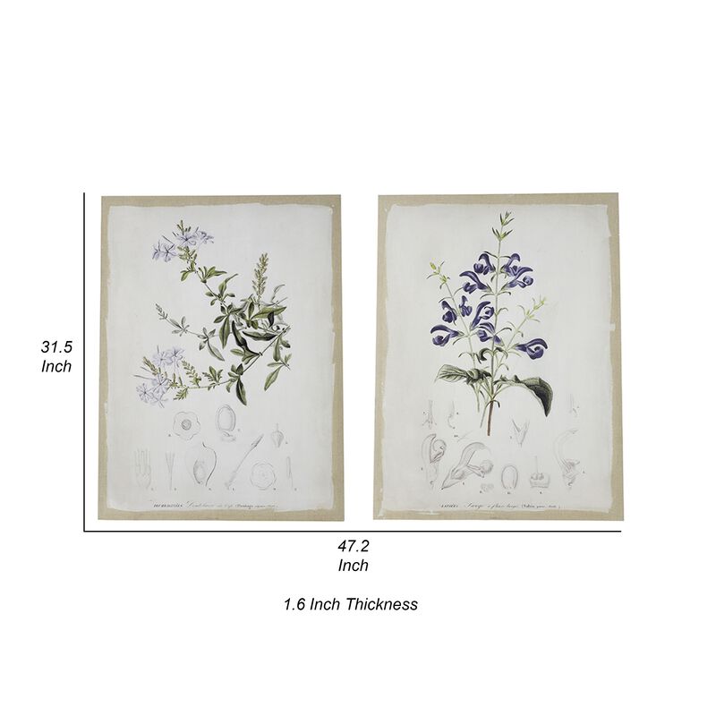 24 x 32 Set of 2 Framed Wall Art Prints, Floral, Modern White and Black - Benzara