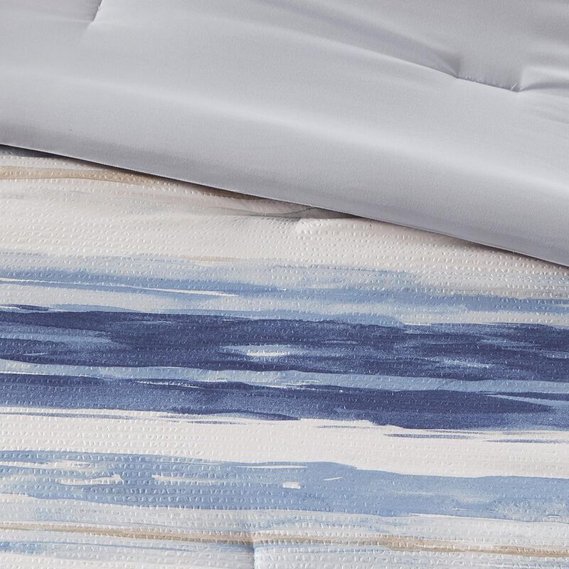 Belen Kox Blue Watercolor Stripe Comforter Set, Belen Kox