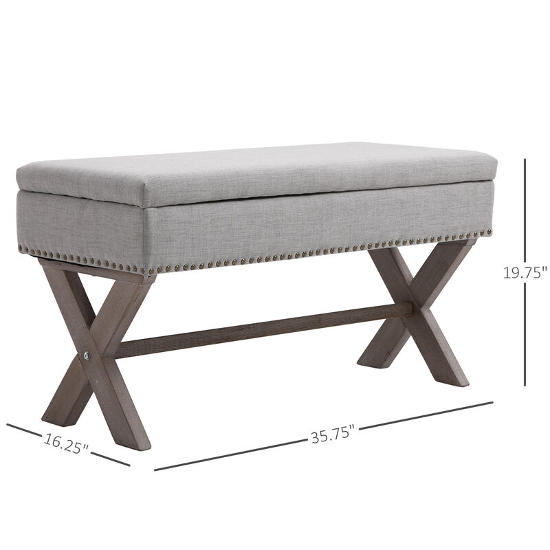 Grey Fabric Ottoman Shoe Stool Storage Cushion Bench Seat Stool Bedroom Entryway