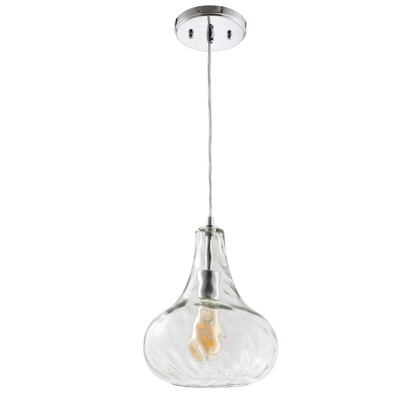 Ferano 9" Adjustable Metal/Glass LED Pendant, Chrome