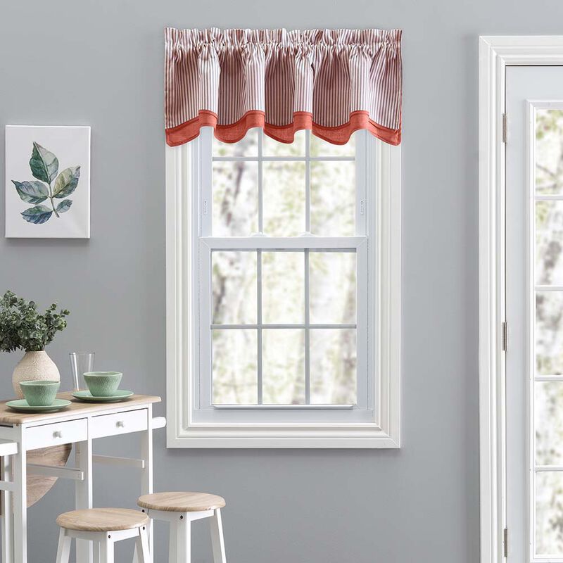 Ellis Curtain Plaza Classic Ticking Stripe Printed 3" Rod Pocket Double Layer Bradford Valance 58" x 15"