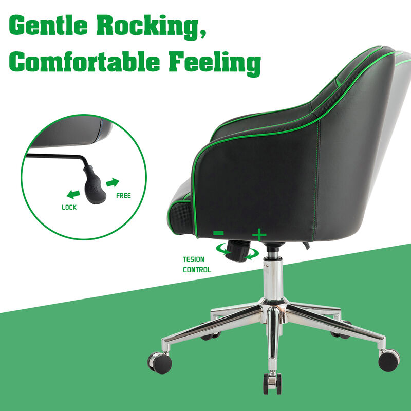 Costway Office Chair Task Desk Swivel Adjustable Height w/ Massage Lumbar Support Green