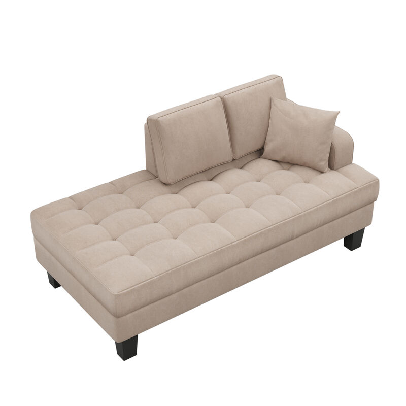 Merax Deep Tufted Upholstered Textured Fabric Chaise Lounge